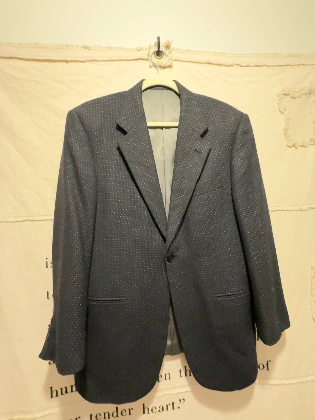 Monsieur Givenchy Navy Houndstooth Wool Blazer Sport Coat: 38 S