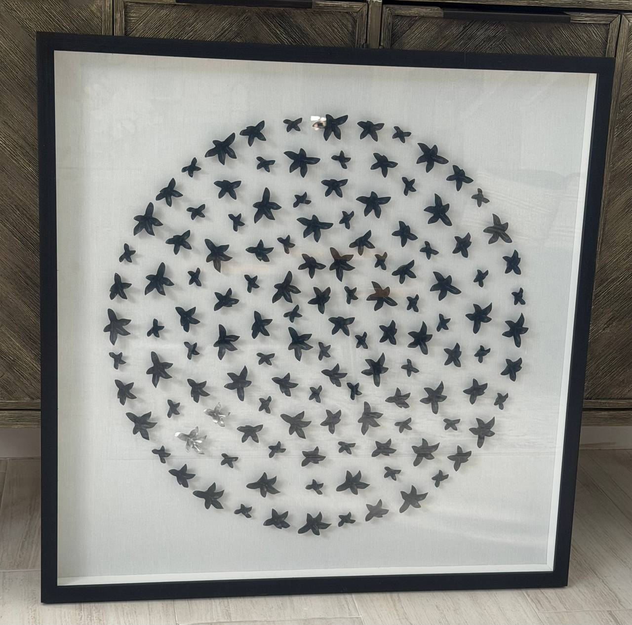 Large 3D Metal Flower Wall Art 36” Modern Framed Decor