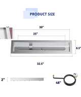 Skyflame Stainless Steel Linear Fire Pit | 30” | No Control Box - Image 2