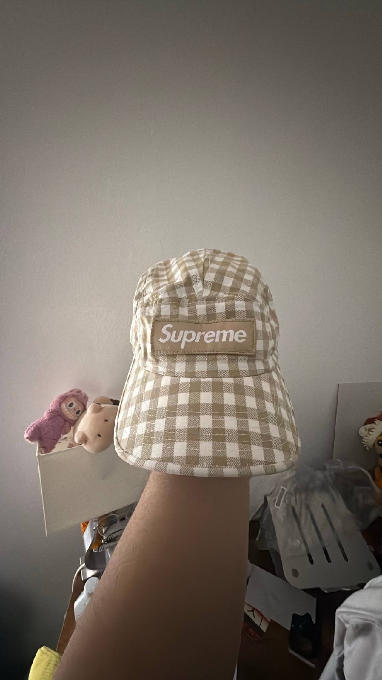 Supreme Gingham Twill Camp Cap Tan SS23