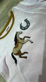 NEW Embroidered Horse Pink Pajama Set with Doll Shirt - Image 2