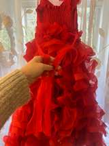 Girls' Ruffled Red Party Dress - Image 2