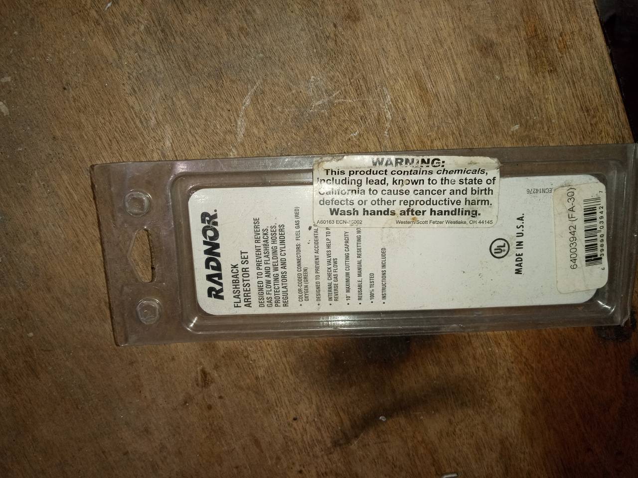 Radnor Flashback Arrestor Set Torch Style 64003941