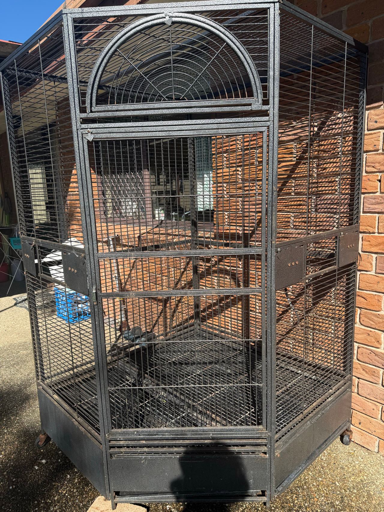 185cm XXL Corner Bird Cage Pet Parrot Aviary Perch Castor Wheel