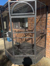 185cm XXL Corner Bird Cage Pet Parrot Aviary Perch Castor Wheel - Image 1