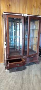 Antique Solid Wood and Glass Display Cabinet - Image 3