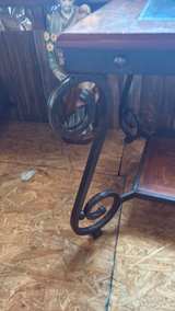 Rustic Wood and Metal End Tables with Glass Inset - Image 4