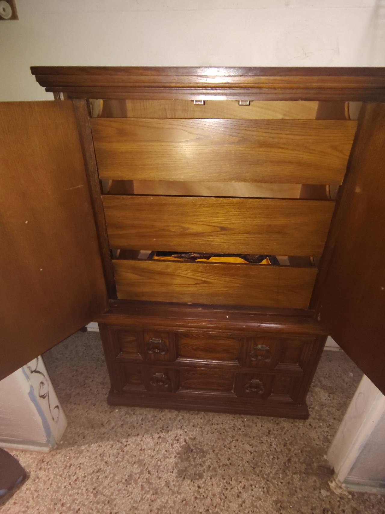 Vintage Mediterranean Style Wood Armoire