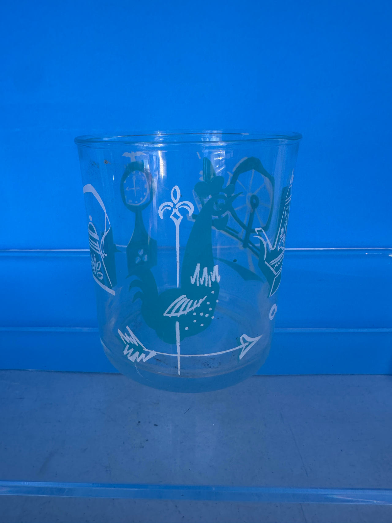 Anchor Hocking Teal Glass Jar Amish Pattern