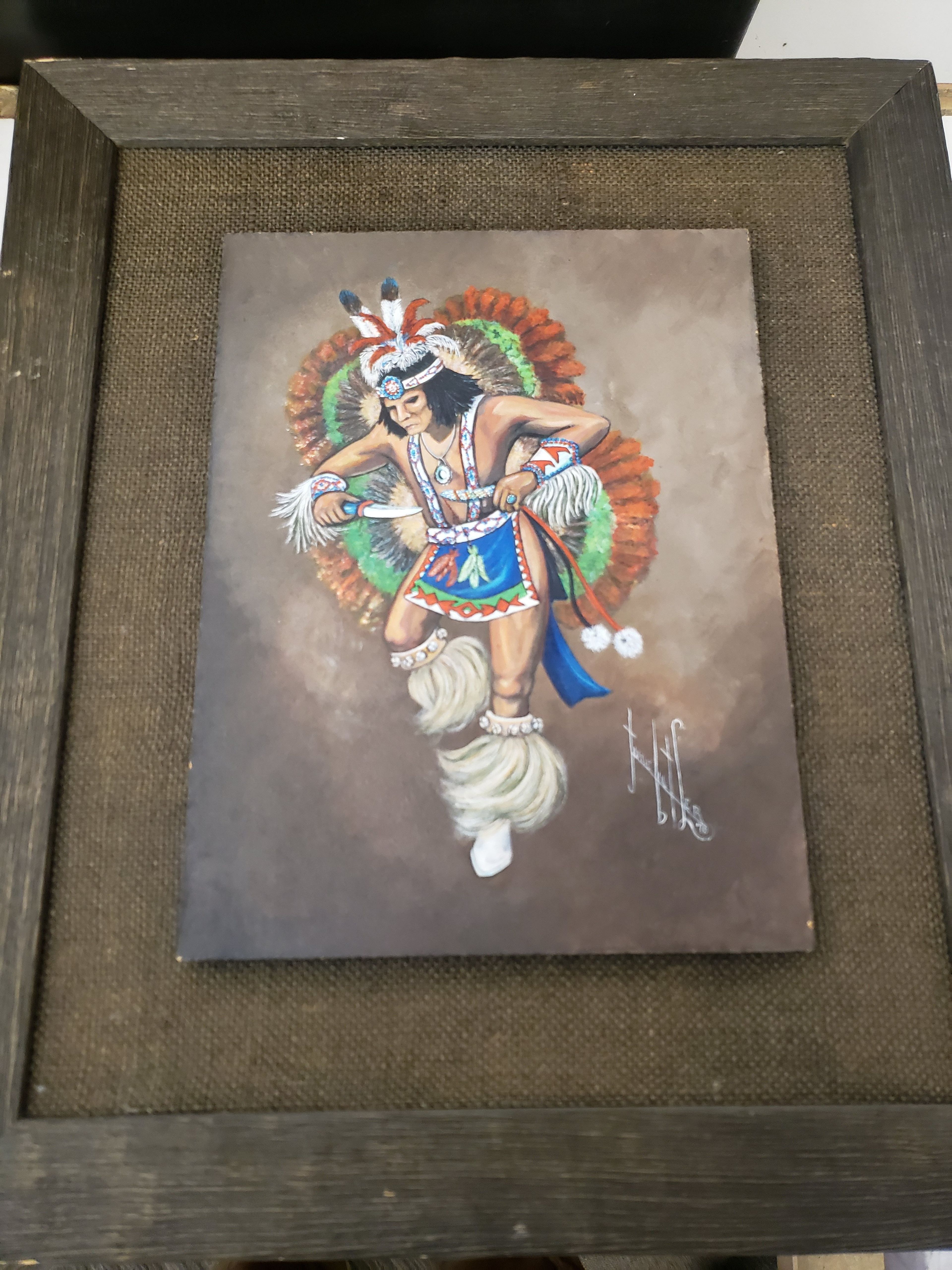Vintage Native American Dancer Painting
