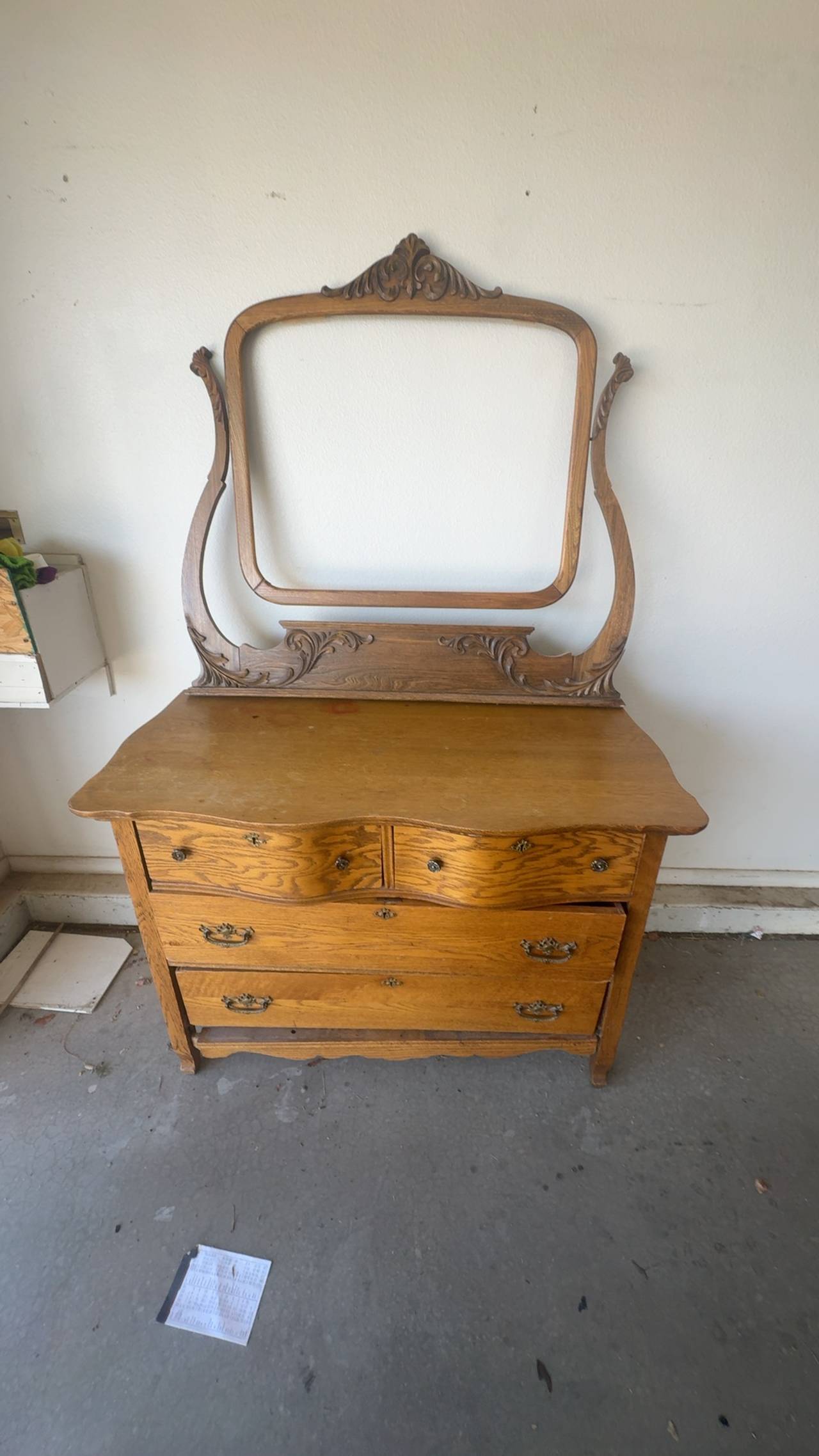 Victorian Tiger Oak Dresser with Mirror