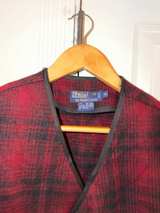 Ralph Lauren Polo Vintage Buffalo Plaid Hunting Vest X-Large Red/Black - Image 1