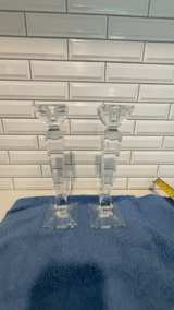 Waterford Odessa Hexagonal Pillar Crystal Candlesticks Pair - Image 1