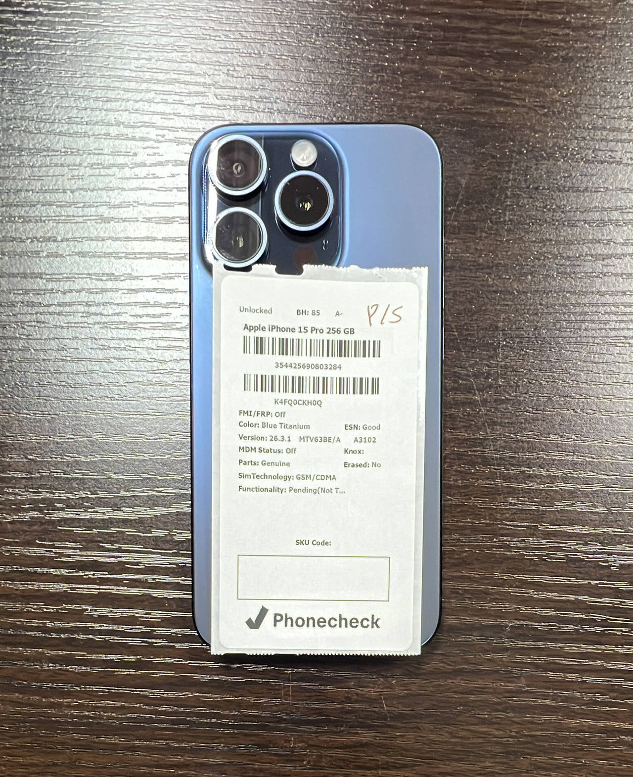 Apple iPhone 15 Pro 256GB Blue Titanium-Physical Sim