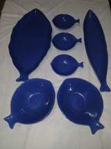 Blue Fish Shaped Ceramic Serving Set - Image 1