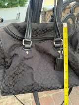 Coach Signature Jacquard Satchel Bag With Shoulder Strap Black Logo - Image 5