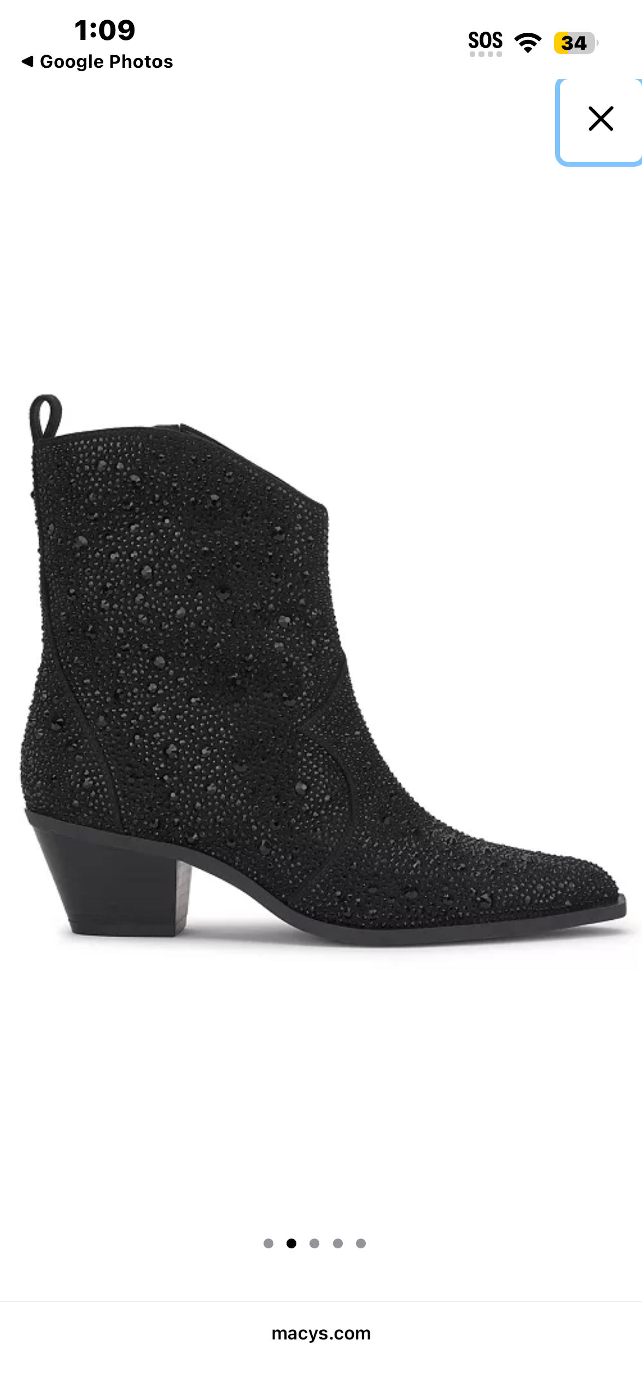 Jessica Simpson Oviedo 2 Black Rhinestone Western Ankle Boots