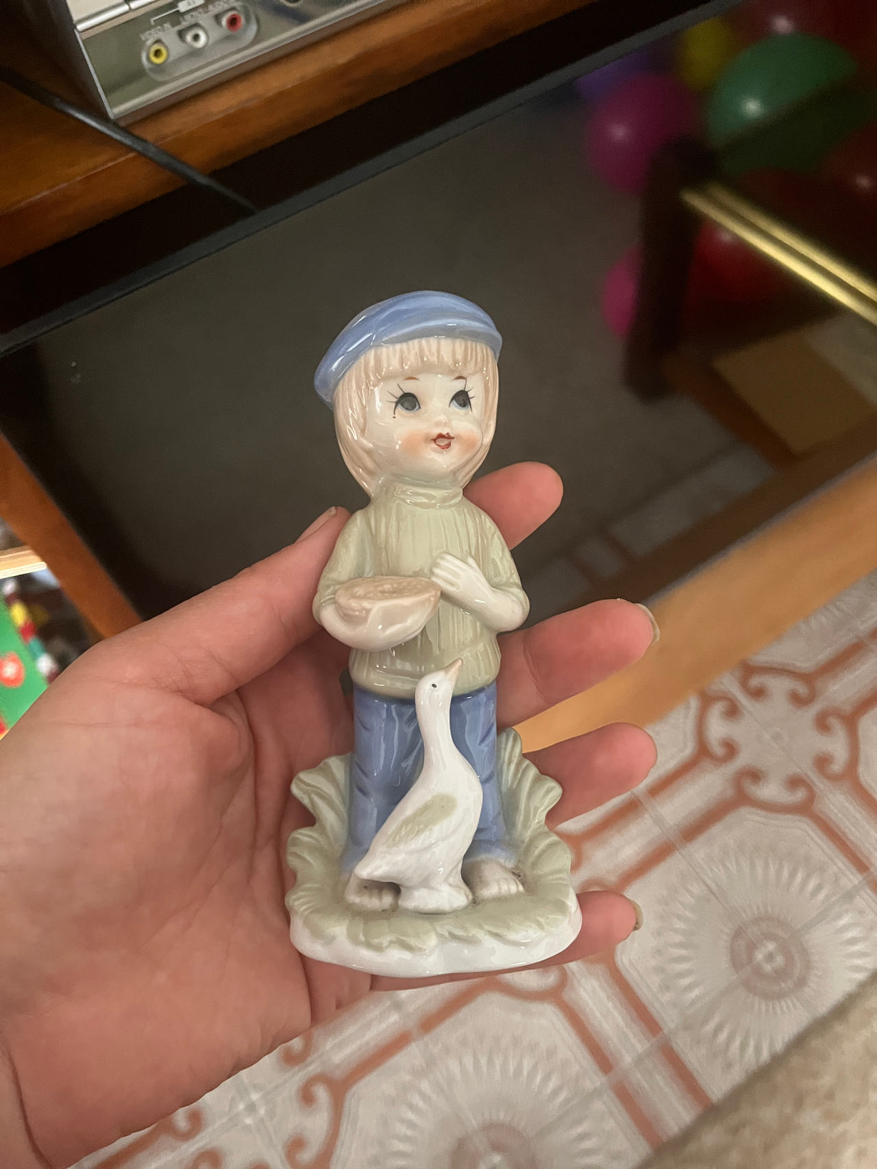 Porcelain Figurine of Boy with Goose