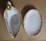 Nippon Hand Painted Rose Gravy Boat and Saucer Set - Image 2