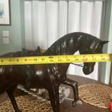 Vintage Leather Wrapped Horse Statue with Western Saddle - Image 3