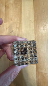 Antique Glass Inkwell with Metal Lid and Blue Stone - Image 3