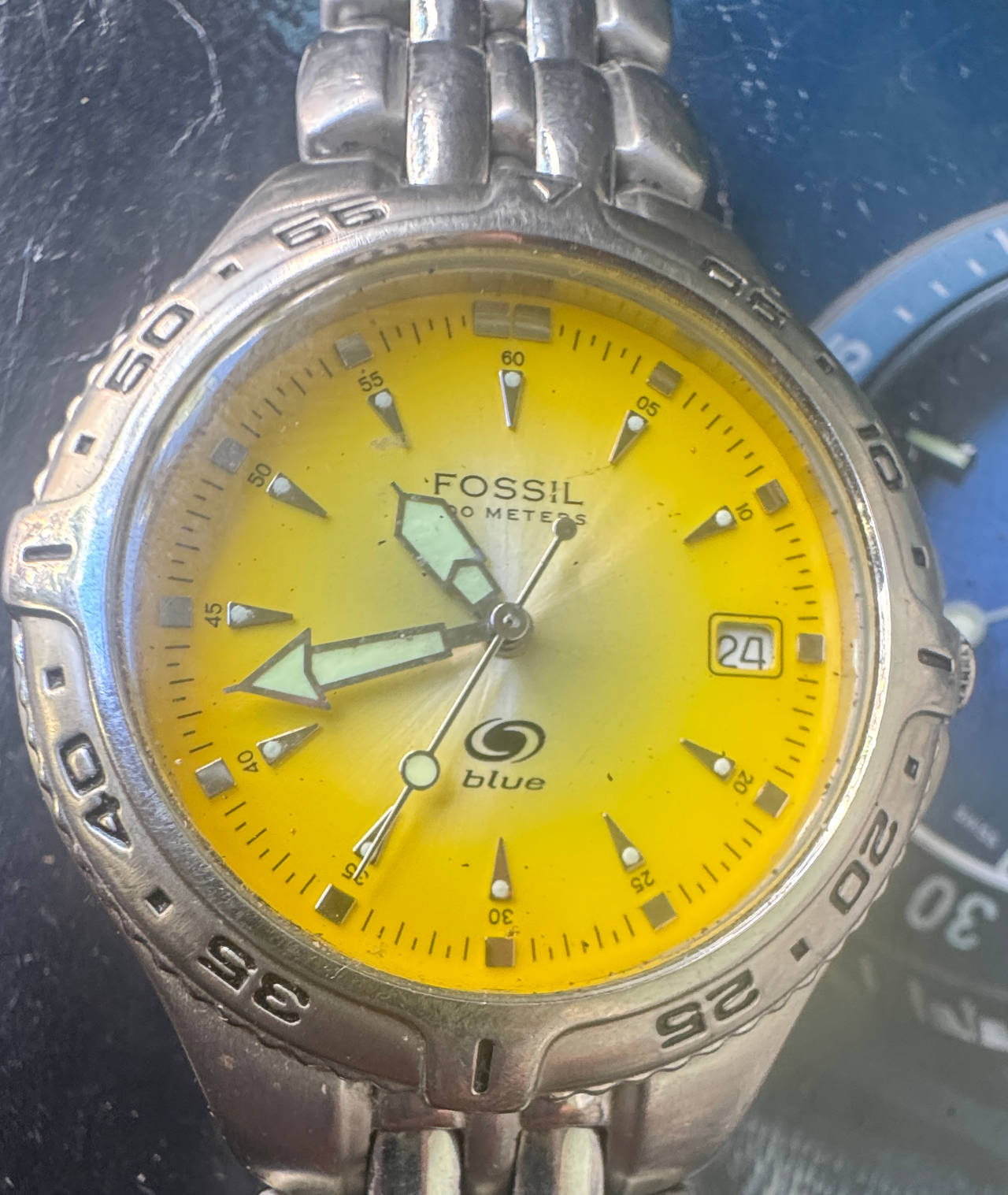 Fossil Blue Yellow Dial Watch