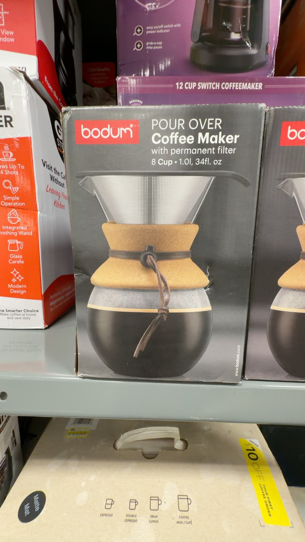 Bodum 34oz Pour Over Glass Coffee Maker with Stainless Steel Filter