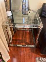 Glass and Chrome Square Coffee Table w/ Mini Side Table - Image 2