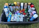70 Spray Paint Cans Assorted Colors with Storage Bin - Image 1