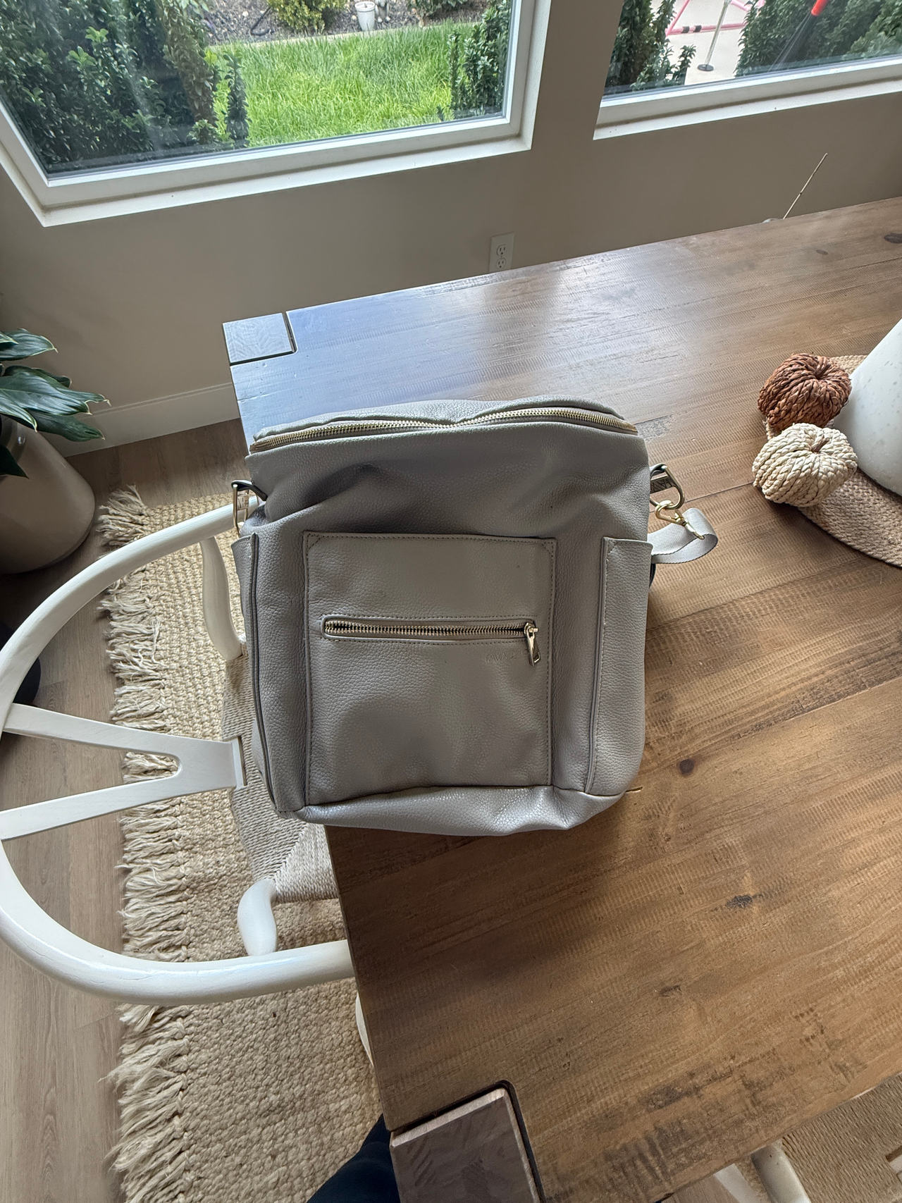 Faux Leather Backpack Diaper Bag