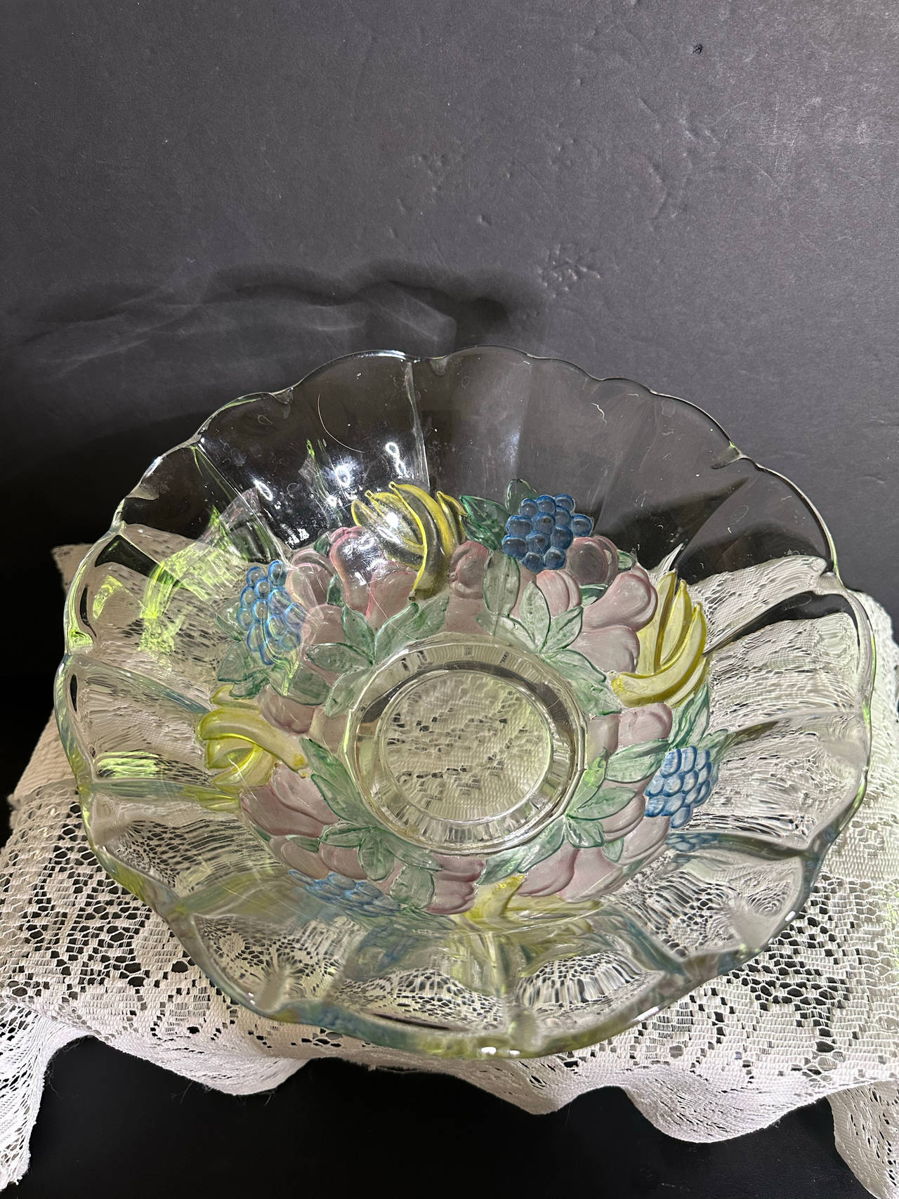 Vintage Mikasa Studio Nova  Crystal Embossed Fruit Bowl