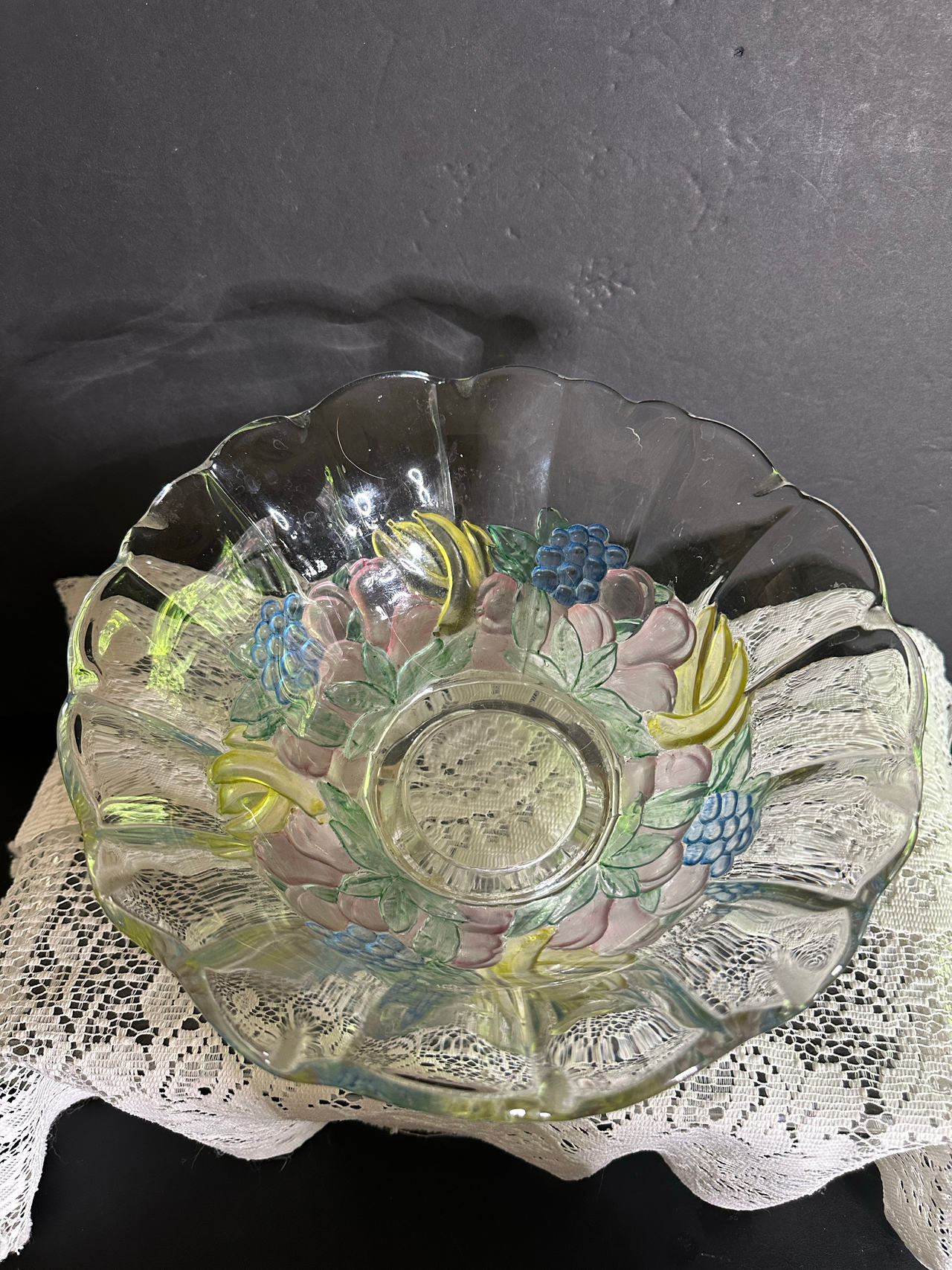 Vintage Mikasa Studio Nova  Crystal Embossed Fruit Bowl