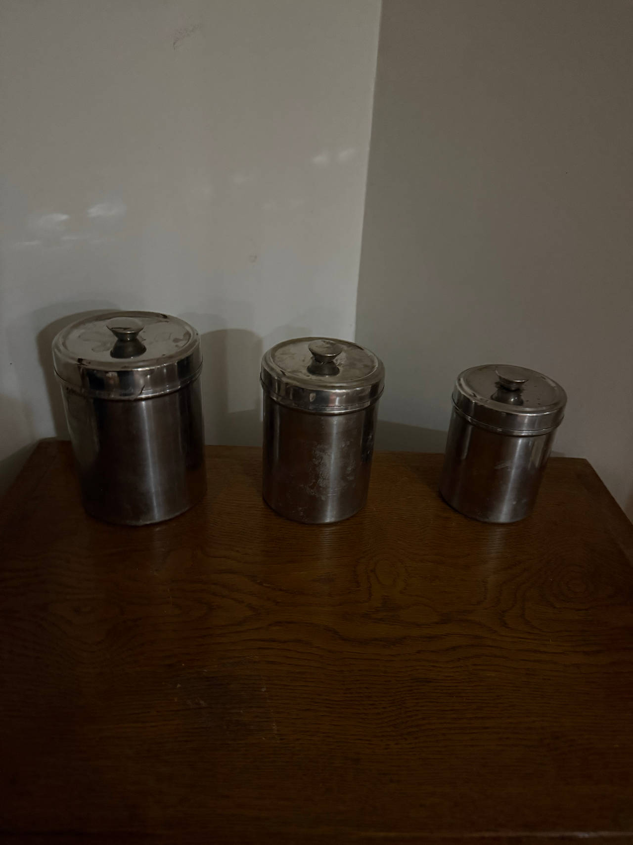 Vintage Stainless Steel Canister Set of 3