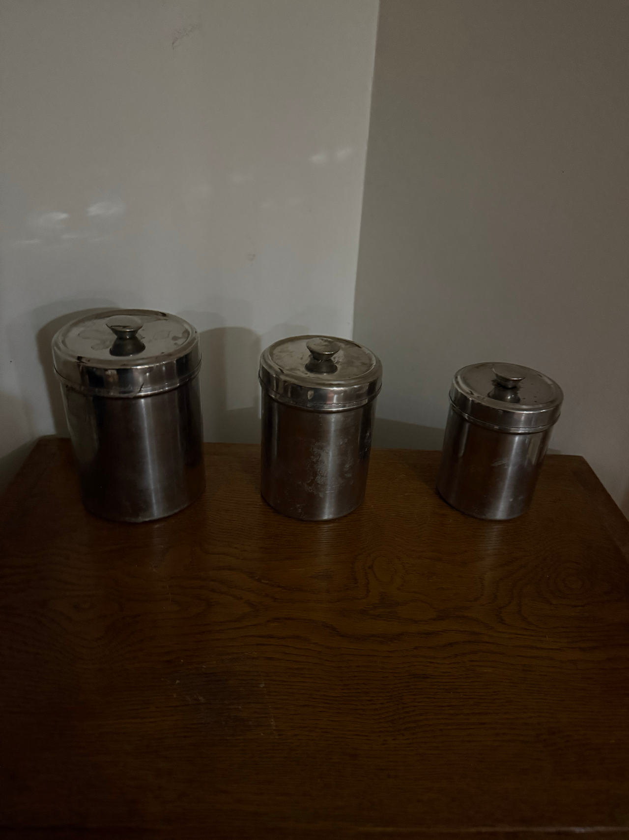 Vintage Stainless Steel Canister Set of 3