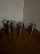 Vintage Stainless Steel Canister Set of 3 - Image 1