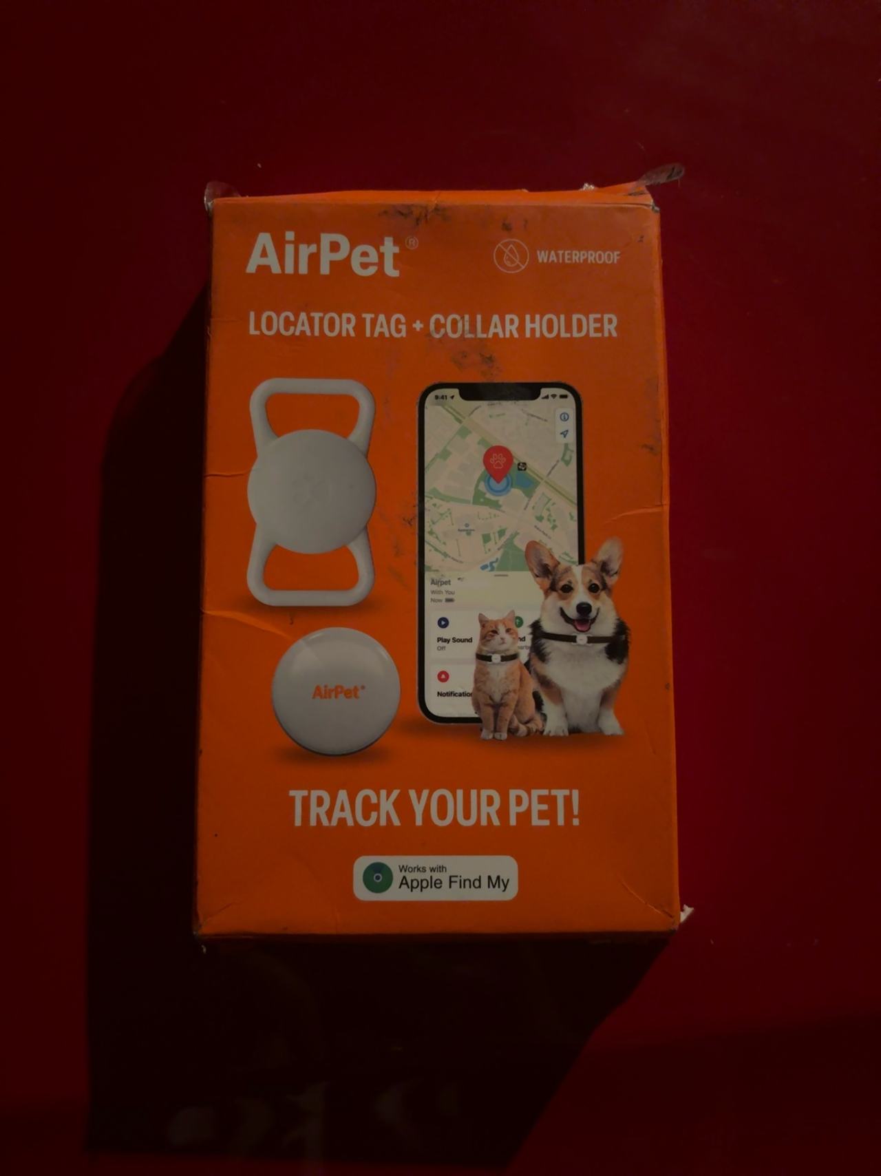 AirPet Locator Tag with Collar Holder Black