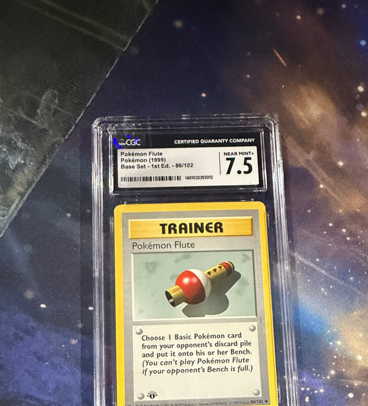 Pokémon Flute 1st Edition Base Set 86/102 CGC 7.5