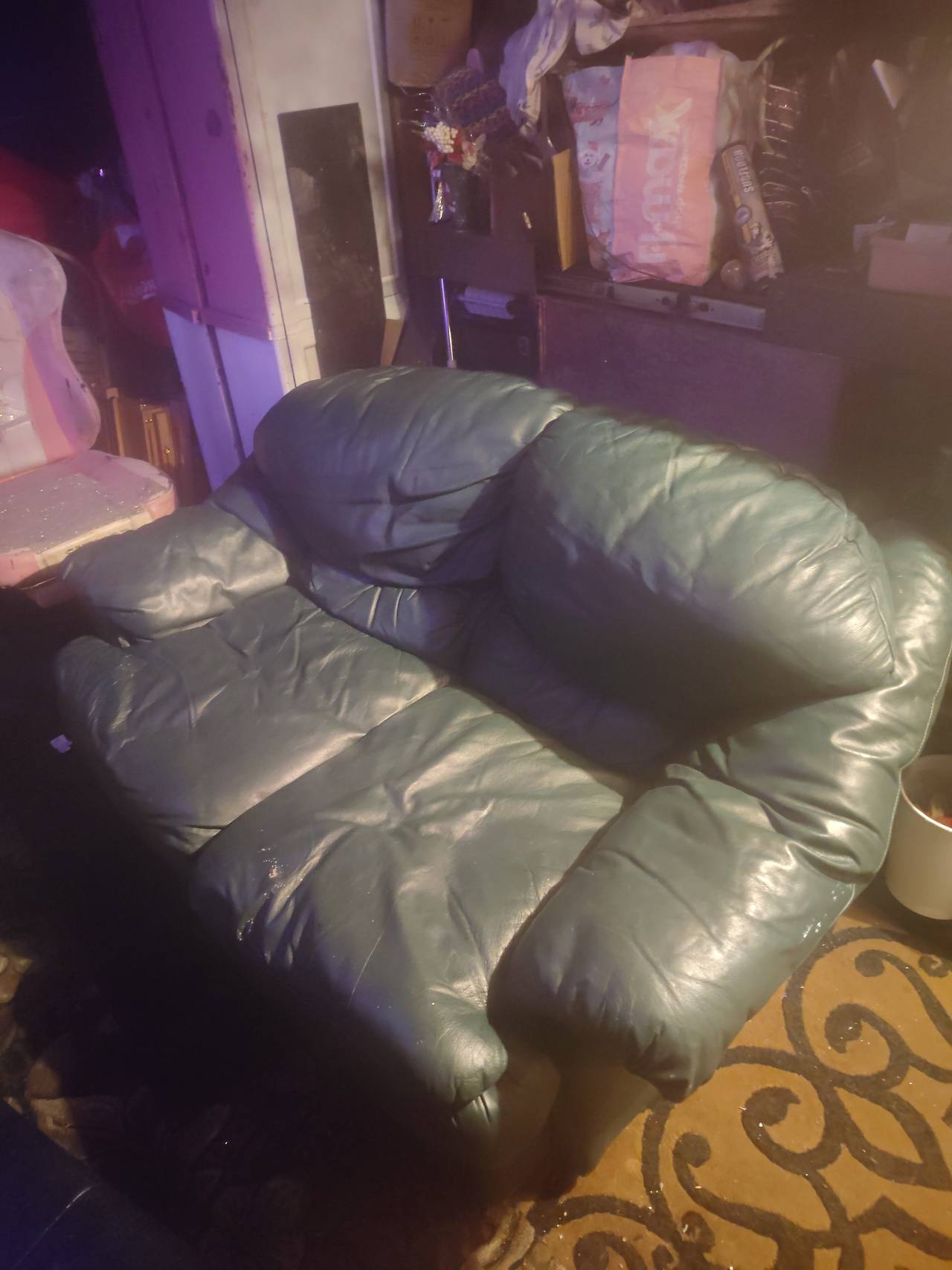 Green Leather Loveseat Sofa