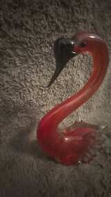 Murano Style Art Glass Flamingo Red Clear Aventurine Gold Fleck Hand Blown Bird - Image 4