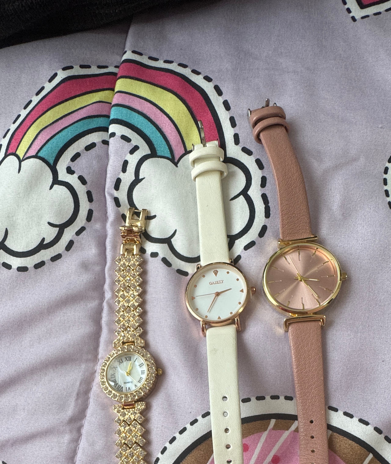 Gaiety Women's White Leather Strap Watch
