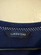 Navy Blue Fleece Crewneck Sweatshirt lands end medium 10-12 - Image 2