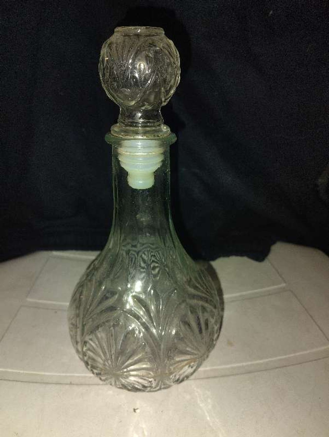 Vintage Pressed Glass Decanter with Stopper