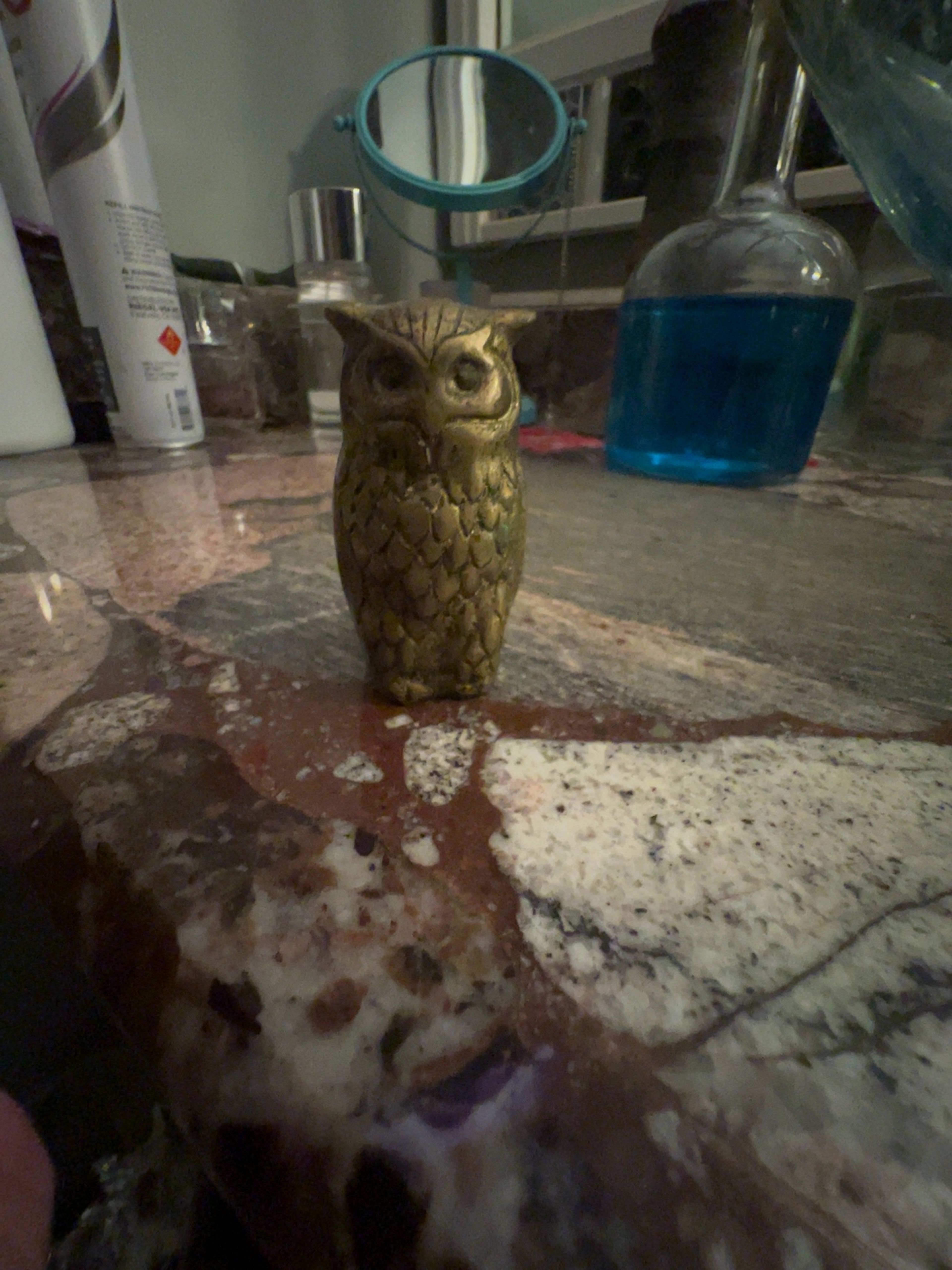 Brass Owl Vintage Figurine Gold Finish 2.25" Tall