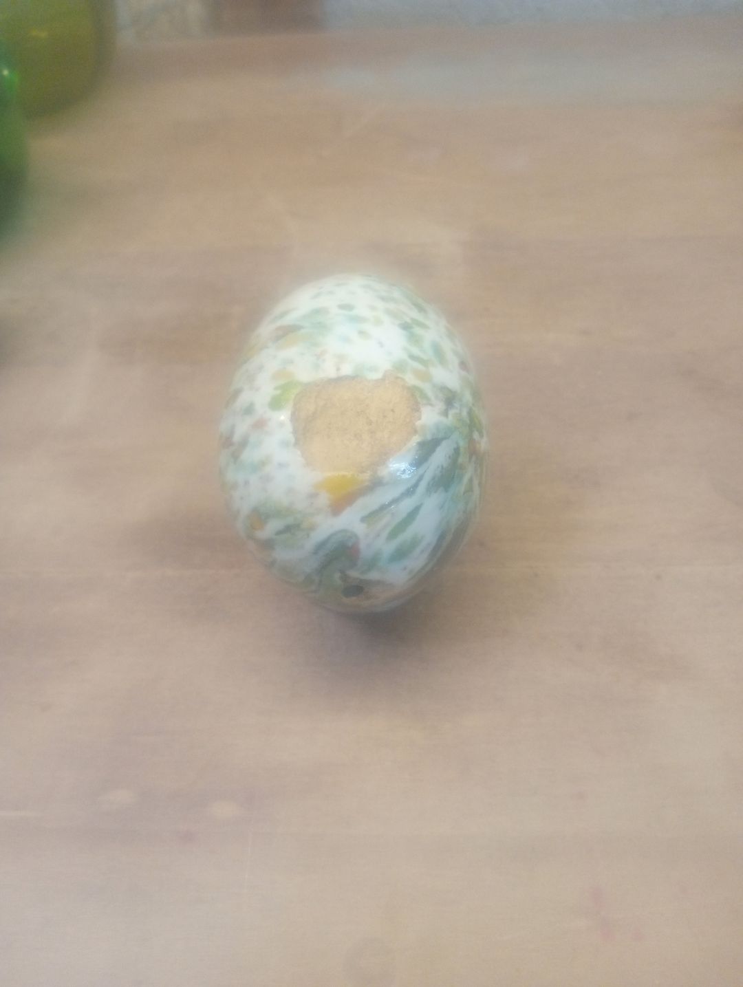 Vintage Speckled Art Glass Egg Paperweight