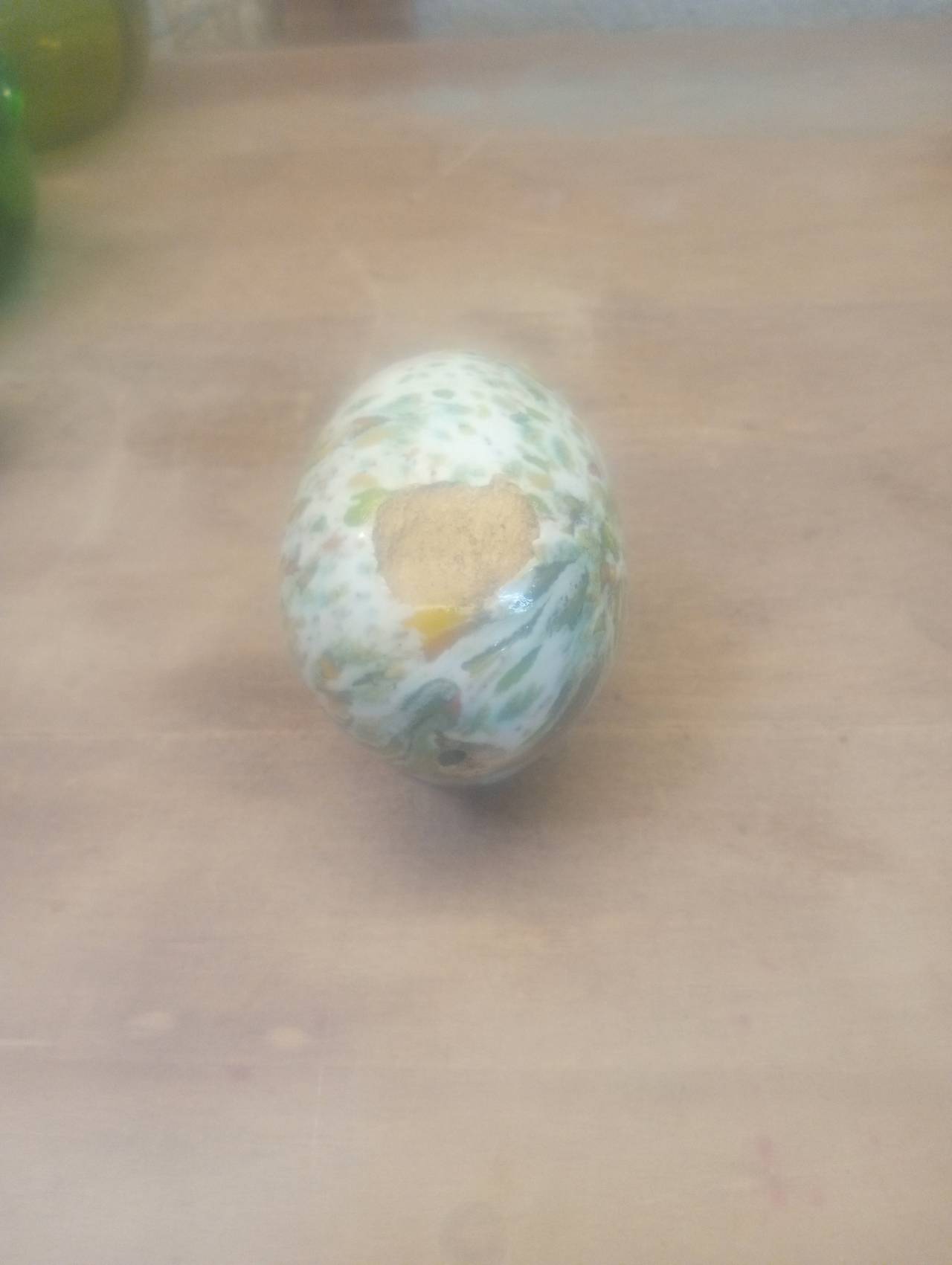 Vintage Speckled Art Glass Egg Paperweight