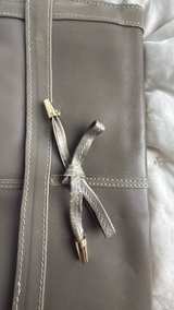 Italian Leather Grey Leather Bow Tie Clutch Bag - Image 6