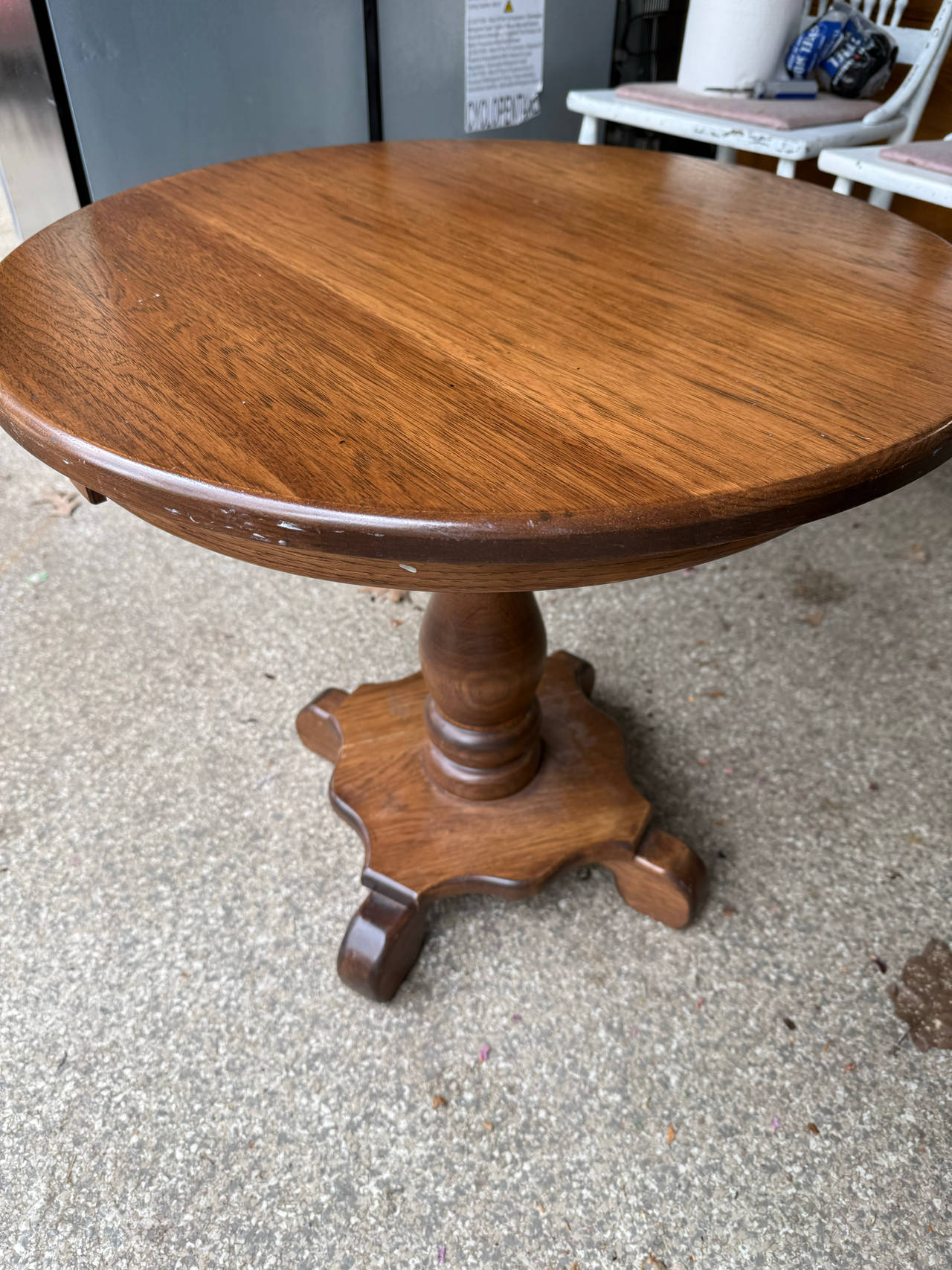 Round Wooden Pedestal Side Table