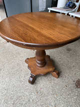 Round Wooden Pedestal Side Table - Image 1