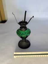 Vintage Miniature Green Glass Oil Lamp - Image 2