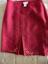 Ann Taylor Red Embroidered Pencil Skirt - Image 3